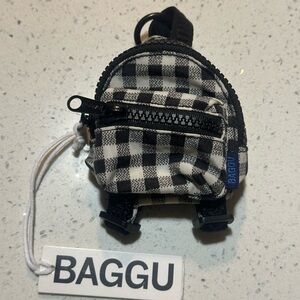NEW BAGGU Backpack Charm / NWT / sold out online / black & white gingham